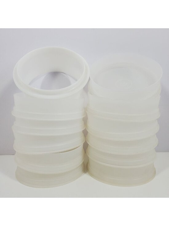 Tupperware Other - Tupperware 4" Hamburger Keepers 9 Lot Sheer And 1 White Ring Clear 882 NO PRESS